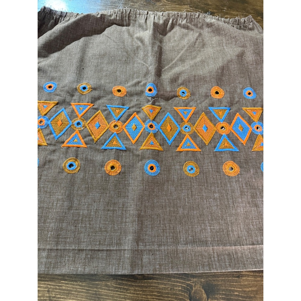 Unfinished Homemade Skirt Boho Embroidered Geometric Fabric Brown 23x24‎